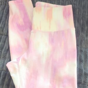 Old Navy Pink and Yellow Tie-Dye High Rise Leggings